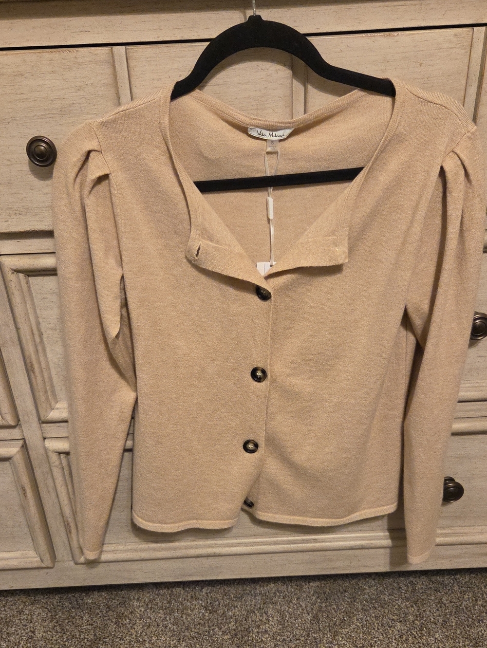 Vila Moda Cream Button-Down Knit Cardigan